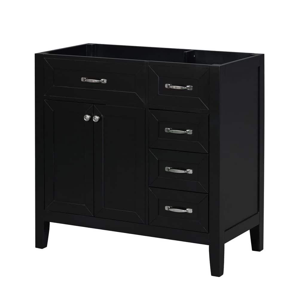 35.50 in. Bath Vanity Cabinet without Top in Black Unassembled