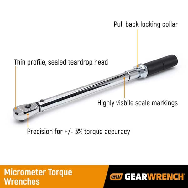 1/2 in. Drive 30 ft./lbs. to 250 ft./lbs. Micrometer Torque Wrench