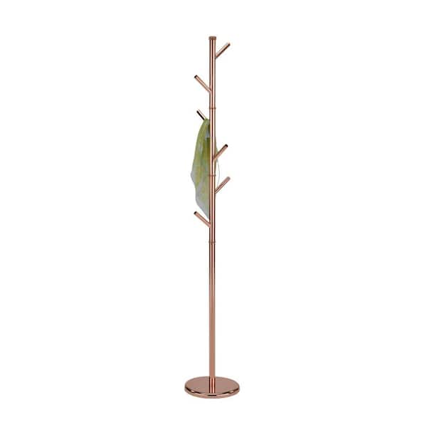 Signature Home SignatureHome Rose Gold Finish Material Metal Juno Coat Rack With Number of Hooks 6 Dimensions: 11"W x 11"L x 72