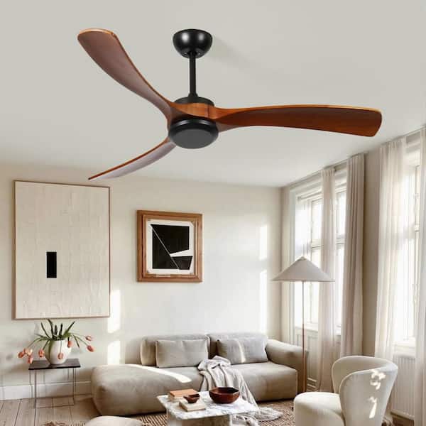 72 in. Indoor Black Downrod Mount Standard Ceiling Fan with Wood Blade for Living Room