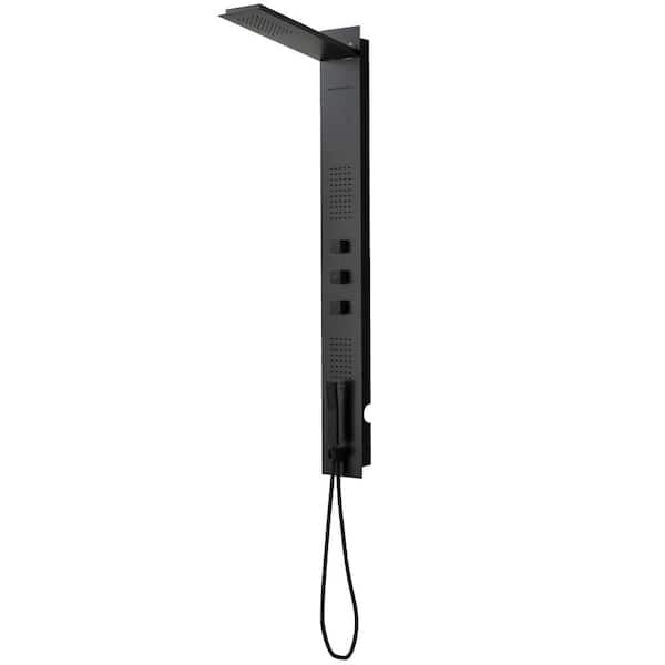 HOMEMYSTIQUE 2-Jet Rainfall Shower Panel System with Rainfall Shower Head and Shower Wand in Black
