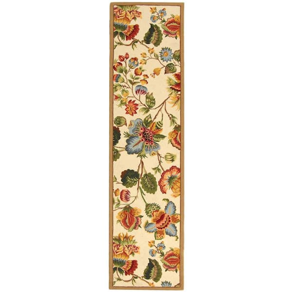 SAFAVIEH Chelsea Ivory 3 ft. x 12 ft. Floral Gradient Solid Runner Rug