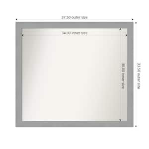 Brushed Nickel 37.5 in. x 33.5 in. Custom Non-Beveled Recycled Polystyrene Framed Bathroom Vanity Wall Mirror