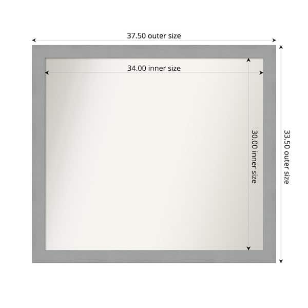 Amanti Art Brushed Nickel 37.5 in. x 33.5 in. Custom Non-Beveled Recycled Polystyrene Framed Bathroom Vanity Wall Mirror