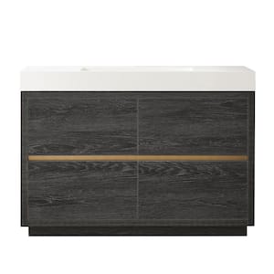 Huesca 48 in. W x 19.7 in. D x 33.9 in. H Single Sink Bath Vanity in North Black Oak with White Composite Stone Top