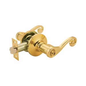 Polished Brass Decorative Privacy Door Lever Lock Set