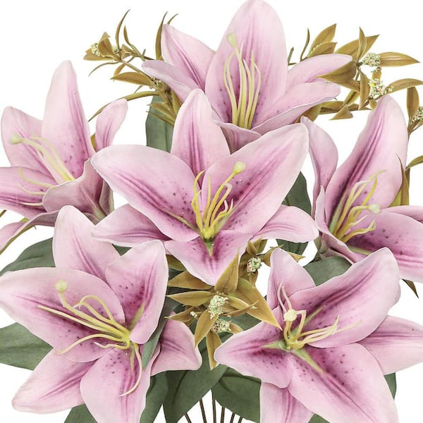 LIVING LUXURY 13 in. Dusty Lavender Purple Artificial Stargazer