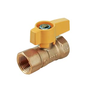 1 in. Brass FIP Gas Ball Valve with Yellow Aluminum Alloy Handle