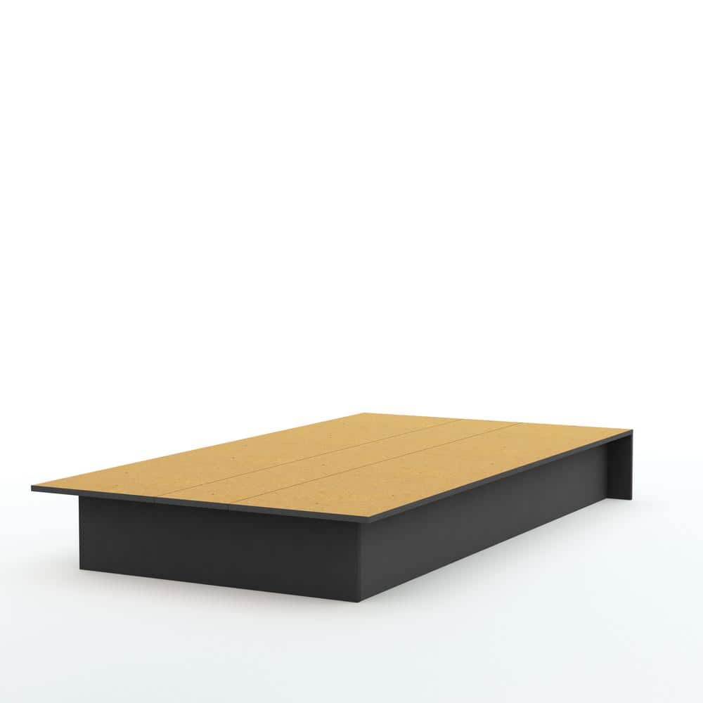 Libra Pure Black Twin Platform Bed with Drawer and Slats