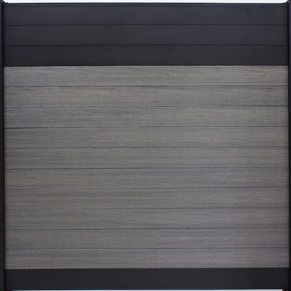 Veranda Euro Style 6 ft. H x 6 ft. W Black Top Oxford Grey Aluminum/Composite Horizontal Fence Section