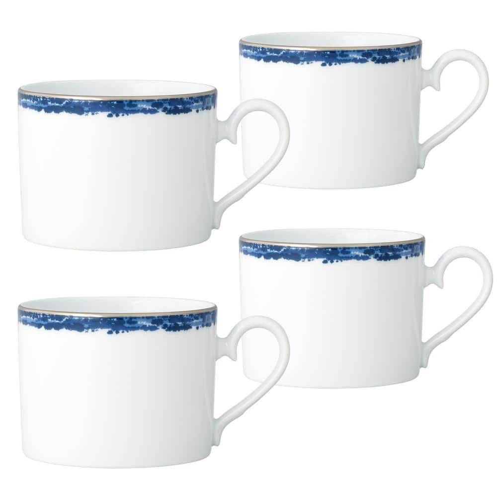 おはな【廃盤品】Noritake Christine Noritake Blue Rill 8 fl. oz. (Blue) Porcelain Tea Cups, (Set