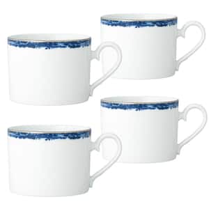 Blue Rill 8 fl. oz. (Blue) Porcelain Tea Cups, (Set of 4)