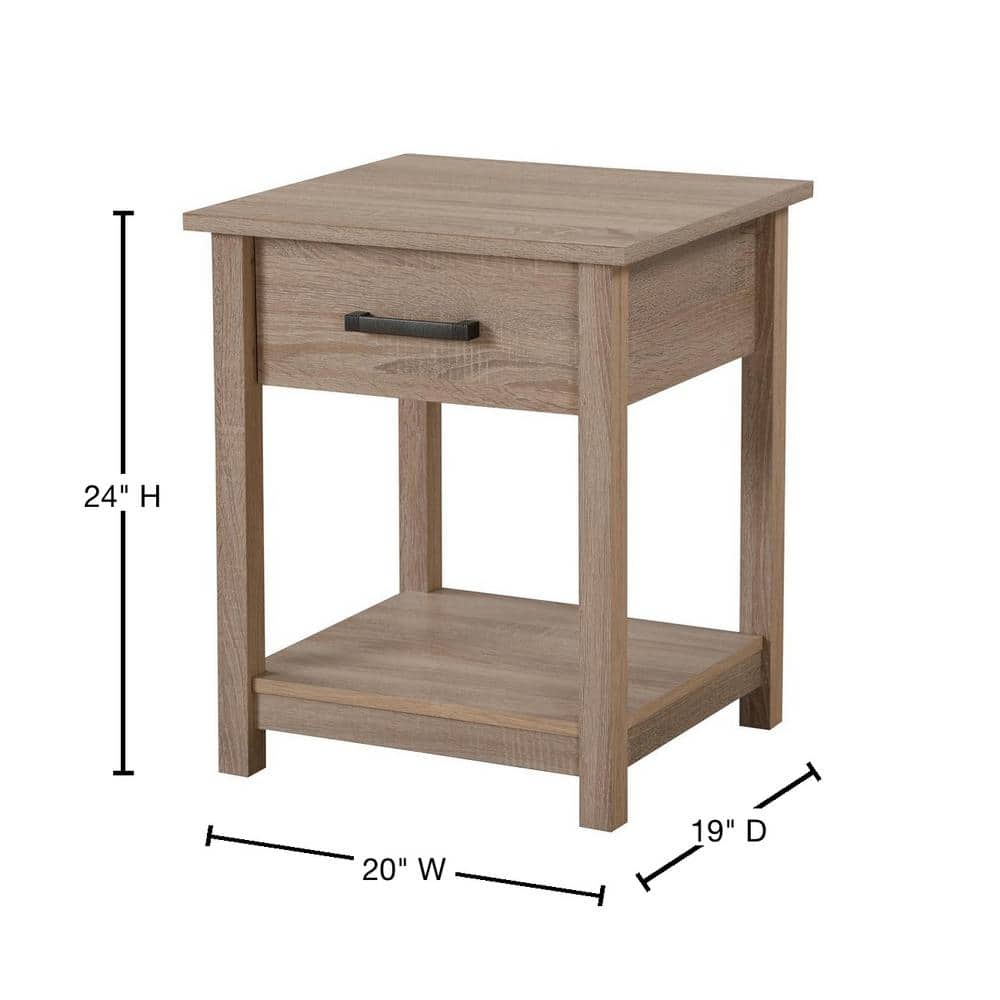 Salem Sandle Wood Modern Nightstand with Open Shelf and Drawer