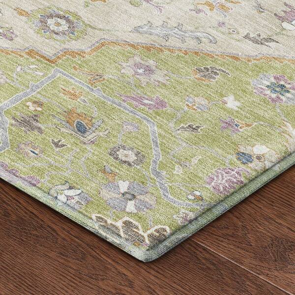 Mayfield Premium Machine Washable Abstract AMF2533 Aloe 2 ft. x 3 ft. Accent Rug