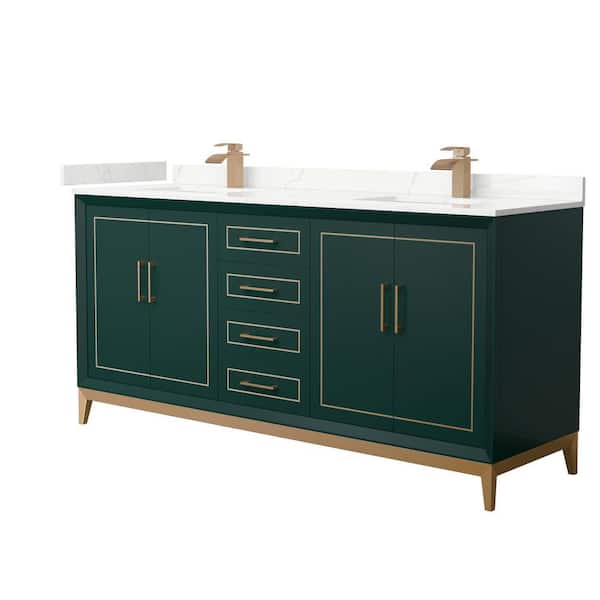 Wyndham Collection Marlena 72 in. W x 22 in. D x 35.25 in. H Double Bath Vanity in Green with Giotto Quartz Top