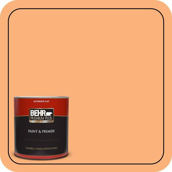 BEHR PREMIUM PLUS 1 qt. #P220-5 Fuzzy Peach Flat Exterior Paint & Primer