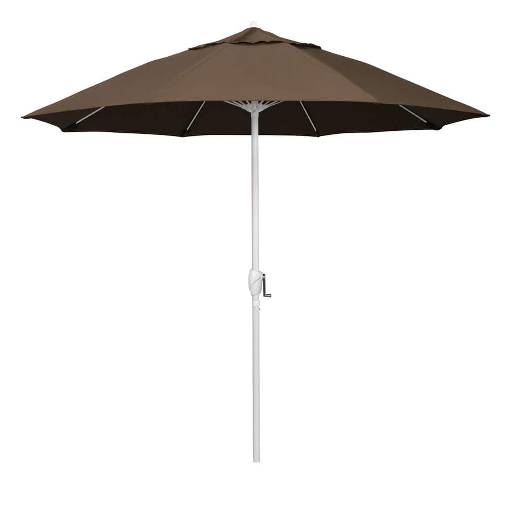 9 ft. Matted White Aluminum Market Patio Umbrella Fiberglass Ribs and Auto Tilt in Cocoa Sunbrella price history on PriceWatchPro
