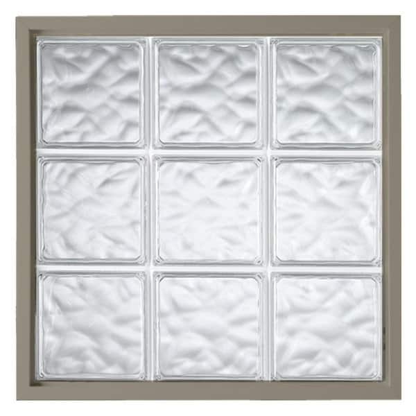 42 in. x 10 in. Acrylic Block Fixed Driftwood Vinyl New Construction Picture Window-Wave Block