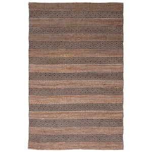 Natural Fiber Charcoal/Beige 8 ft. x 10 ft. Striped Woven Area Rug