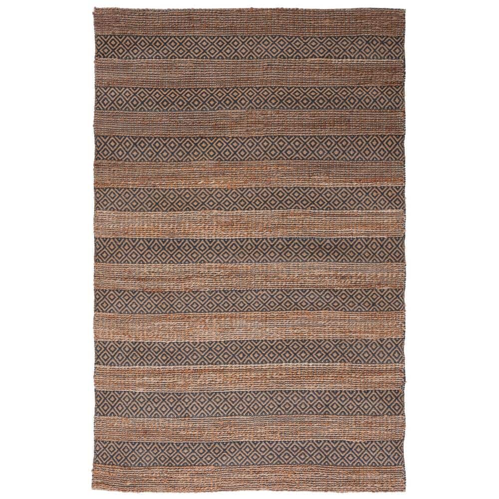 Handwoven Charcoal & Natural Cotton 9' x 12' Area Rug