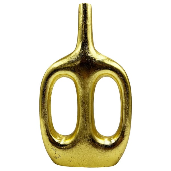 castellousa 15 in. Double Loop Abstract Aluminum Vase in Gold