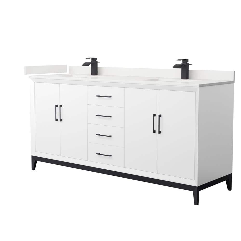Amici 72 in. W x 22 in. D x 35.25 in. H Double Bath Vanity in White with White Quartz Top price history on PriceWatchPro