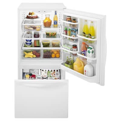 22 cu. ft. Bottom Freezer Refrigerator in White with SPILL GUARD Glass Shelves
