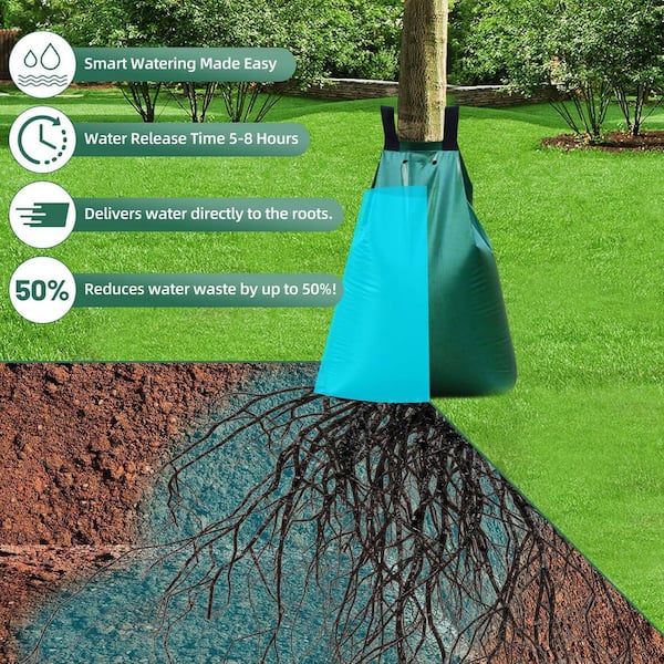 Oyezvary 20 Gal. PVC Tree Watering Bag for Slow Release Drip Irrigation, Reusable Heavy Duty Tree Gator Bag