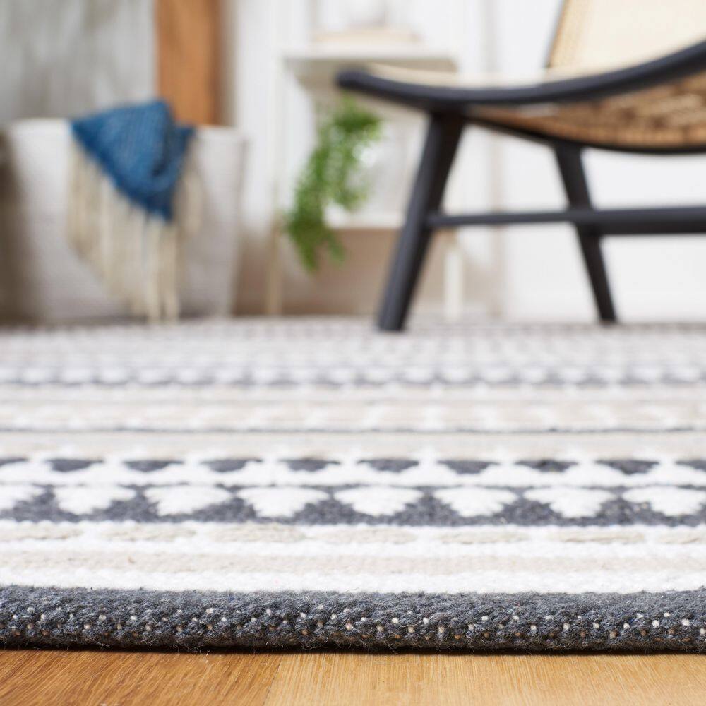 Coastal Gray Geometric Handwoven Cotton Area Rug 8' x 10'