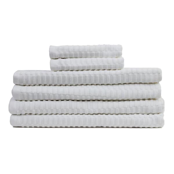 Lintex Lisbon 6-Piece White Solid 100% Cotton Bath Towel Set