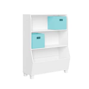 Kids 34 in. Bookcase with Toy Organizer and 2-Aqua Bins