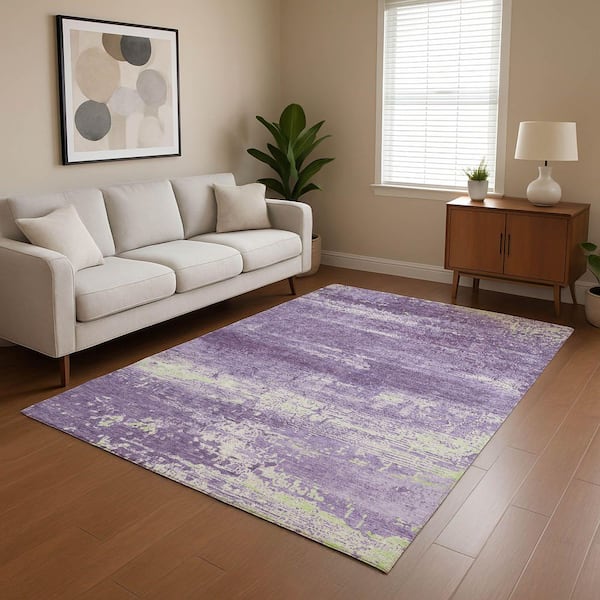 Mayfield Premium Machine Washable Abstract AMF1778 Purple 10 ft. x 14 ft. Area Rug