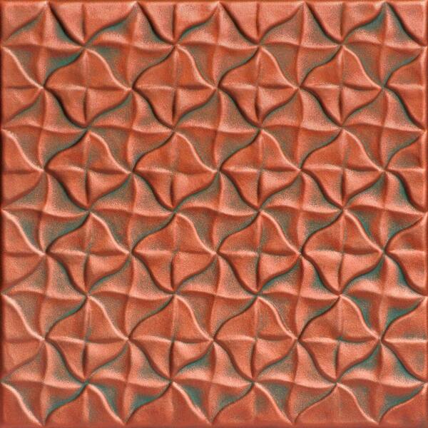A La Maison Ceilings Granny's Pinwheel Copper Patina 1.6 ft. x 1.6 ft. Decorative Foam Glue Up Ceiling Tile (21.6 sq. ft./Case)
