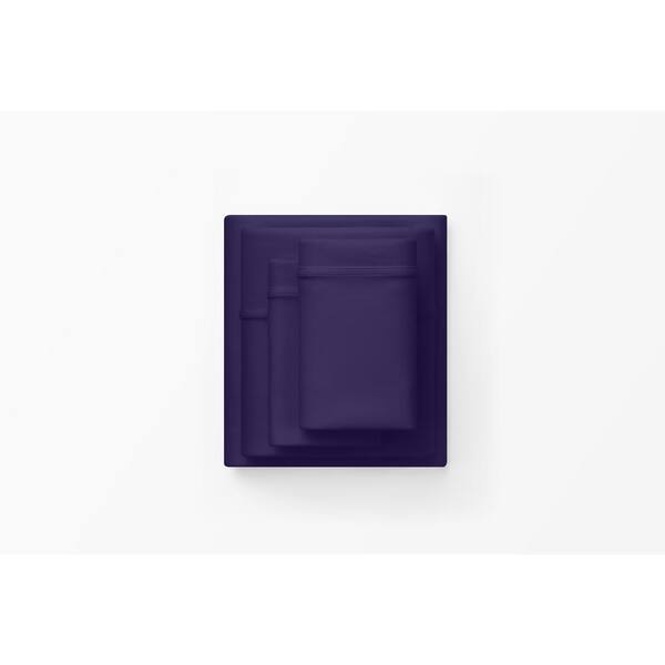 PURPLE SoftStretch 4Piece Deep Purple Solid Full Bamboo Sheet Set 103822846 The Home Depot