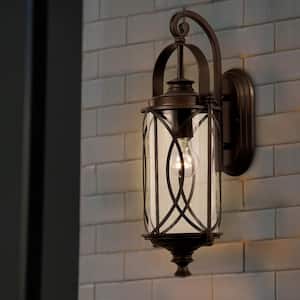 1-Light Rubbed Oil Bronze Outdoor Wall Lantern Sconce Light