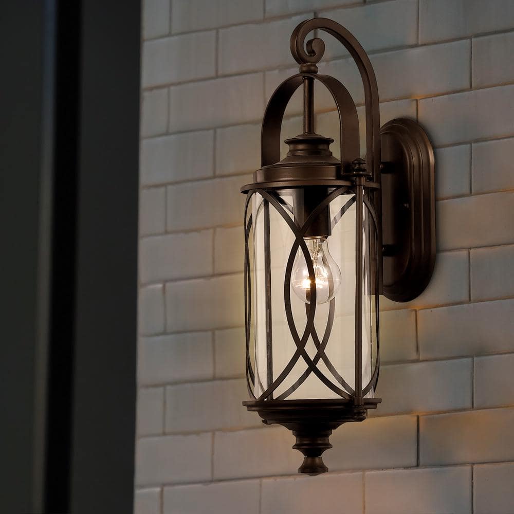 1-Light Oil Rubbed Bronze Outdoor Wall Light Fixture with Clear Glass price history on PriceWatchPro