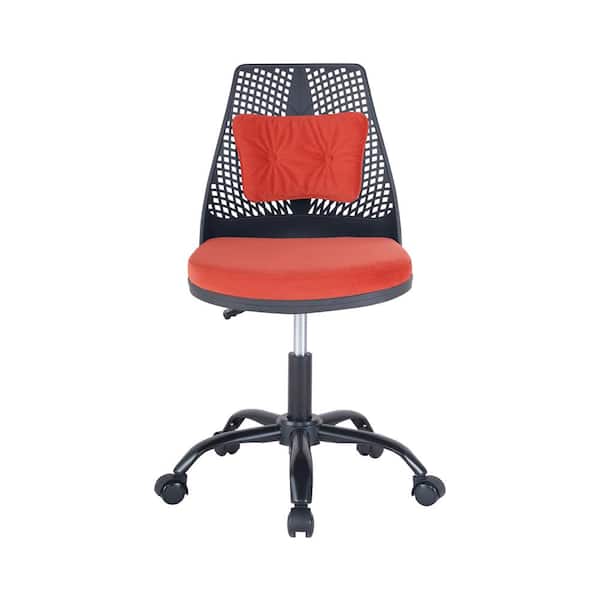 Unbranded 22in. W Red Fabric Seat Armless Task Chair with Adjustable Height