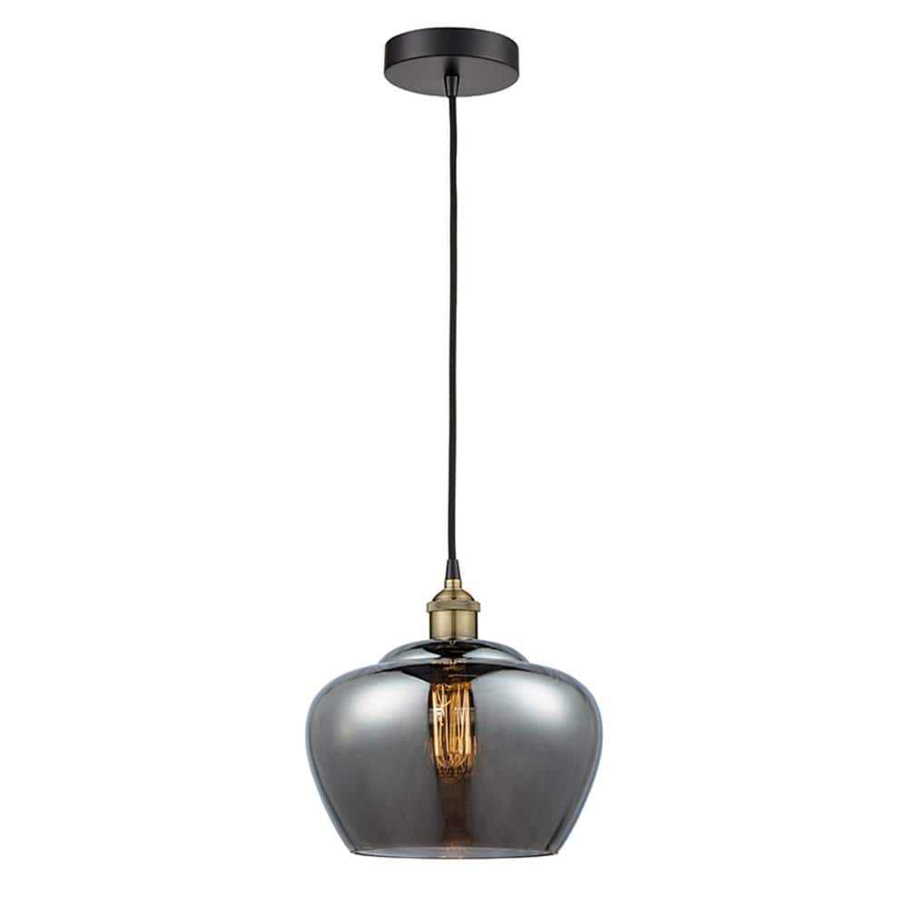 Fenton 100-Watt 1-Light Black Antique Brass Standard Mini Pendant Light Smoked Glass Shade price history on PriceWatchPro