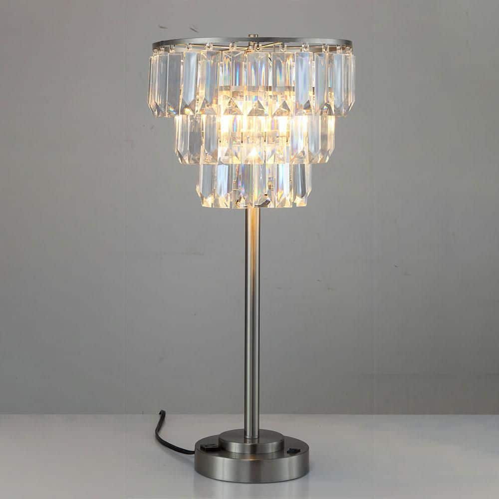 27 in. Silver Crystal Table Lamp, Modern Farmhouse Table Lamp Reading Lamp for Living Room Bedroom Home Office Kids Room price history on PriceWatchPro