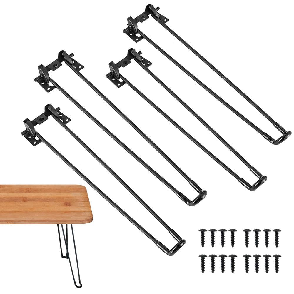 12.6 in. Metal Folding Hairpin Table Legs with Mounting Screw for Furniture