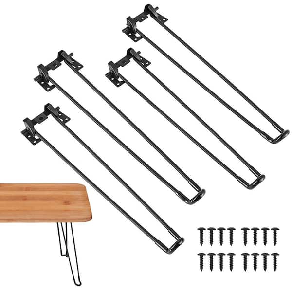 Angel Sar 12.6 in. Metal Folding Hairpin Table Legs with Mounting Screw for Furniture Home DIY Projects, Black (4-Pack)