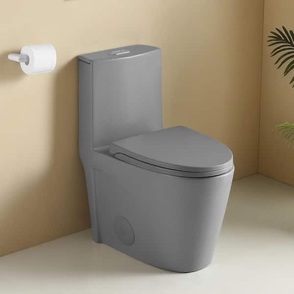12 in. Rough In 1-Piece 1.1 GPF/1.6 GPF Dual Flush Elongated Toilet in White Seat Included