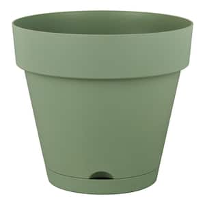 Vivienne 3 Gal. Green Resin Self-Watering Round Planter with Attached Saucer (12 in. L x 12 in. W x 10.98 in. H)