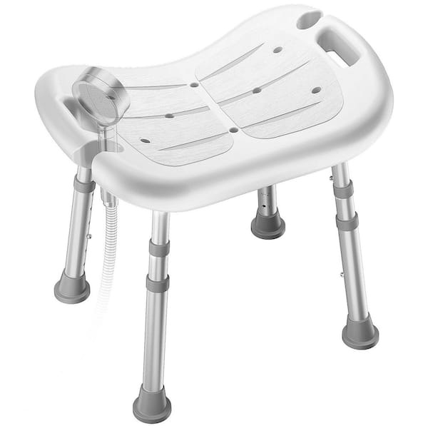Aluminum Adjustable Shower Chair Stool with Strong Non-Slip Feet, 350 lbs Shower Seat for Inside Tub in White