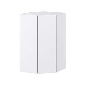 Fairhope Bright White Slab Assembled Wall Diagonal Corner Kitchen Cabinet (24 in. W x 40 in. H x 14 in. D)