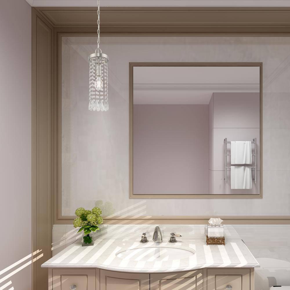 Elizabeth Brushed Nickel Mini Pendant with Clear Crystal Frills