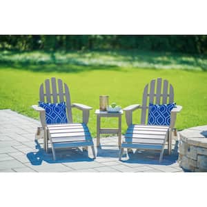 Icon Weathered Wood Recycled Plastic Folding Adirondack Chair with Side Table (2-Pack)