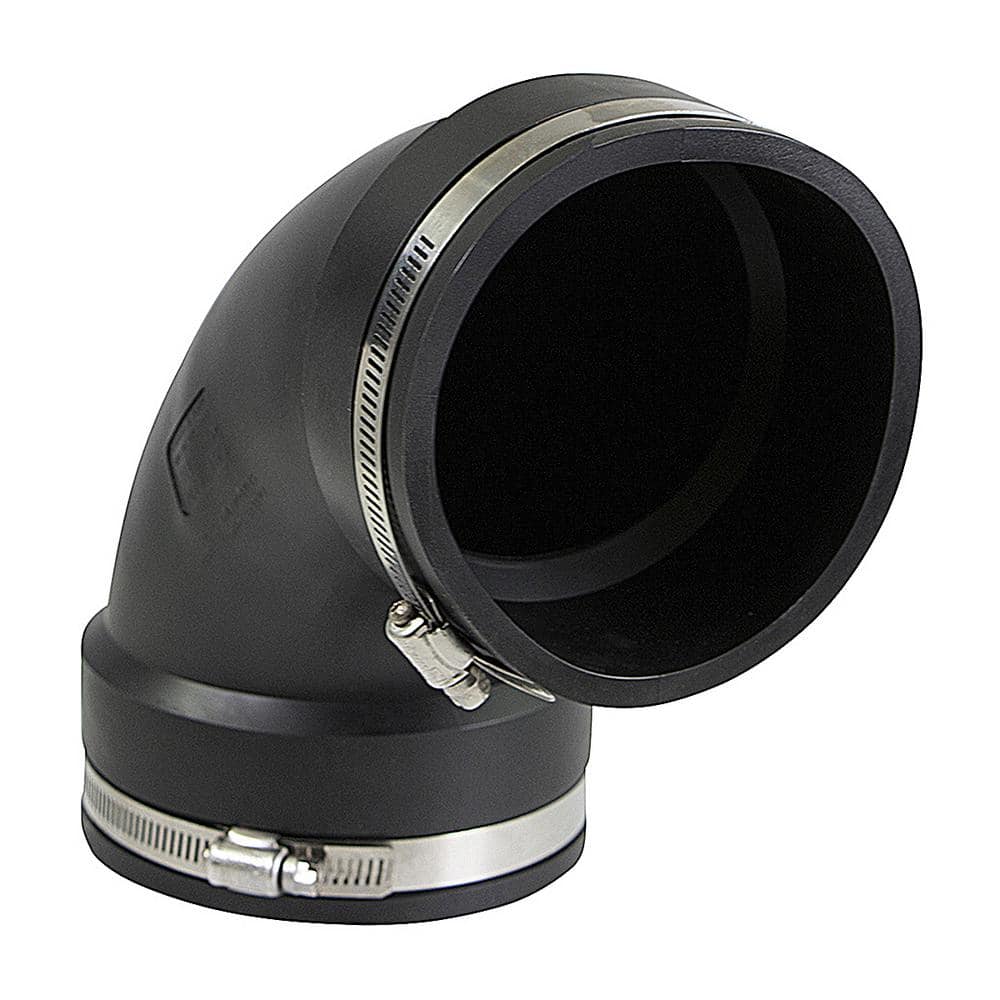 PLUMBFLEX 4 in. 90Degree Pvc Flexible Elbow Coupling with Stainless