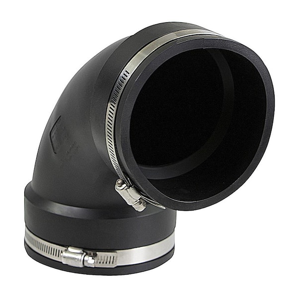PLUMBFLEX 4 in. 90-Degree Pvc Flexible Elbow Coupling with Stainless Steel Clamps