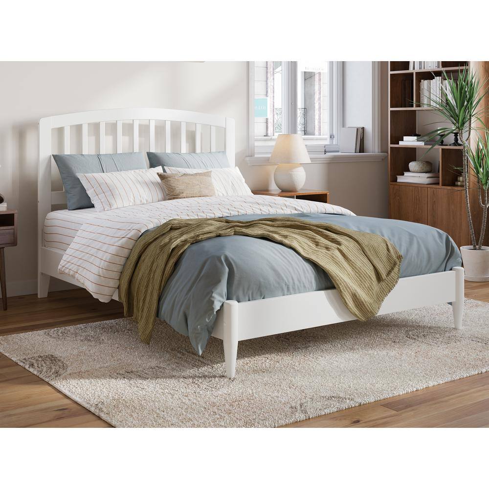 Quincy Full White Solid Wood Low Profile Platform Bed